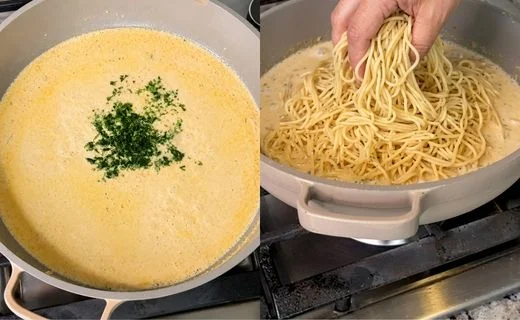 Add the cheeses and seasoning
